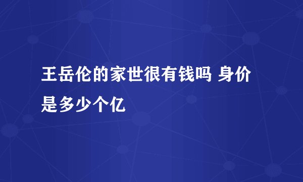 王岳伦的家世很有钱吗 身价是多少个亿