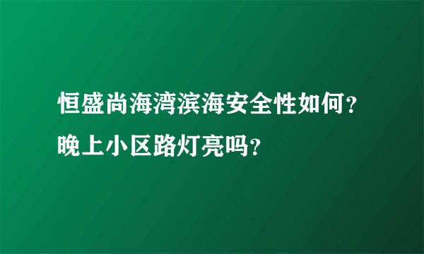 恒盛尚海湾滨海安全性如何?晚上小区路灯亮吗?