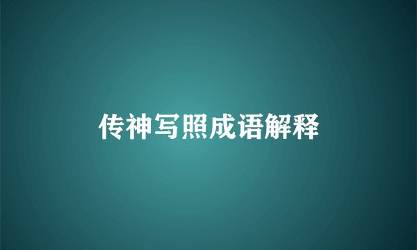传神写照成语解释