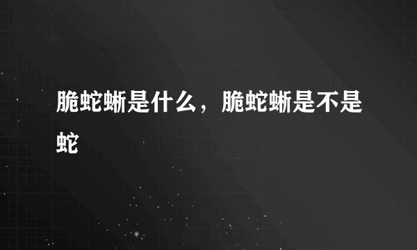 脆蛇蜥是什么，脆蛇蜥是不是蛇