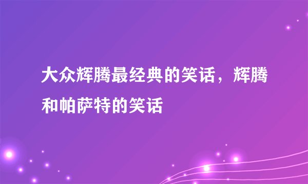 大众辉腾最经典的笑话，辉腾和帕萨特的笑话