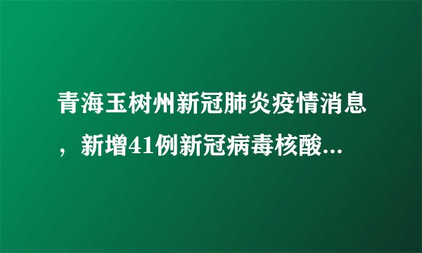青海玉树州新冠肺炎疫情消息，新增41例新冠病毒核酸检测阳性人员