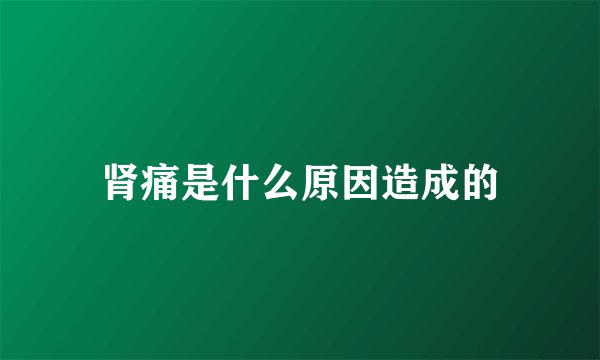 肾痛是什么原因造成的