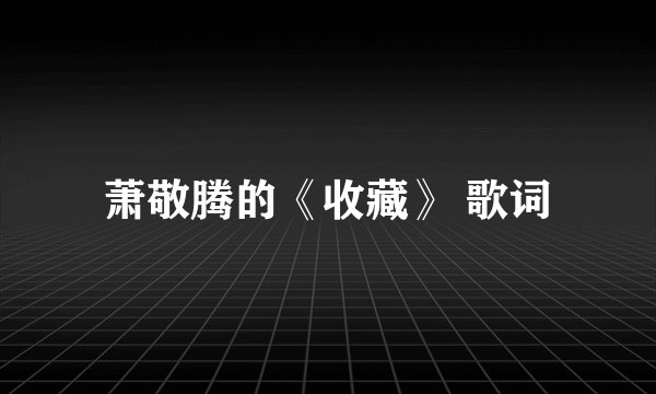 萧敬腾的《收藏》 歌词