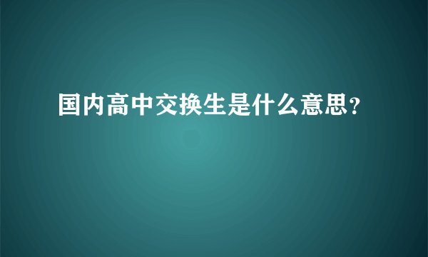 国内高中交换生是什么意思？