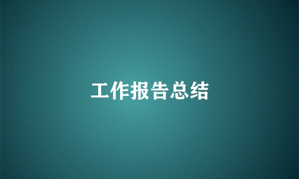 工作报告总结
