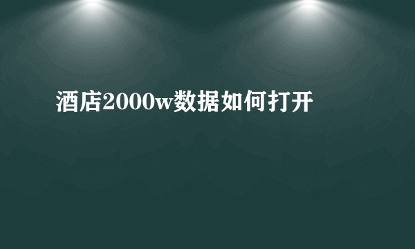 酒店2000w数据如何打开