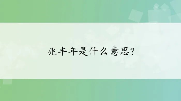 兆丰年是什么意思？
