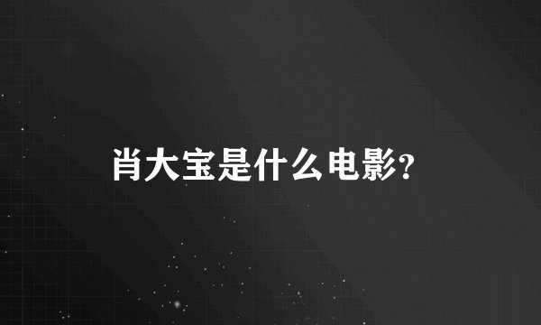 肖大宝是什么电影？