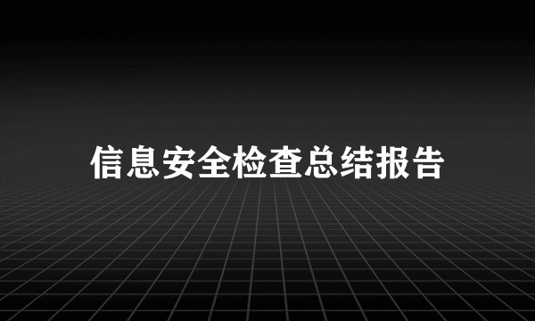 信息安全检查总结报告
