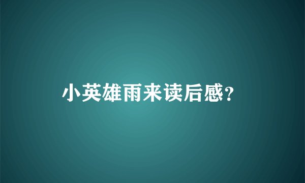 小英雄雨来读后感？