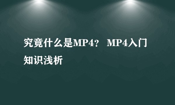 究竟什么是MP4? MP4入门知识浅析