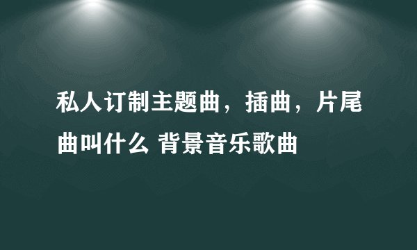 私人订制主题曲，插曲，片尾曲叫什么 背景音乐歌曲