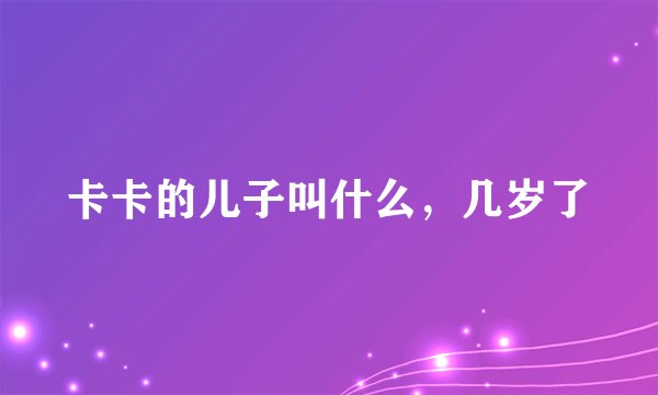 卡卡的儿子叫什么，几岁了
