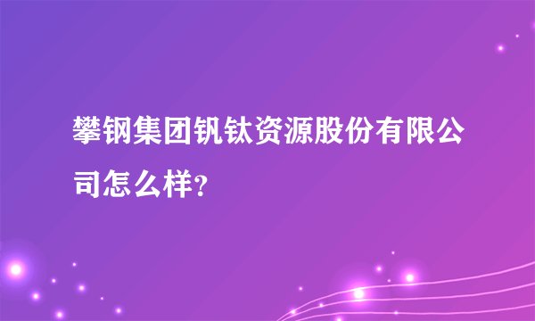 攀钢集团钒钛资源股份有限公司怎么样？