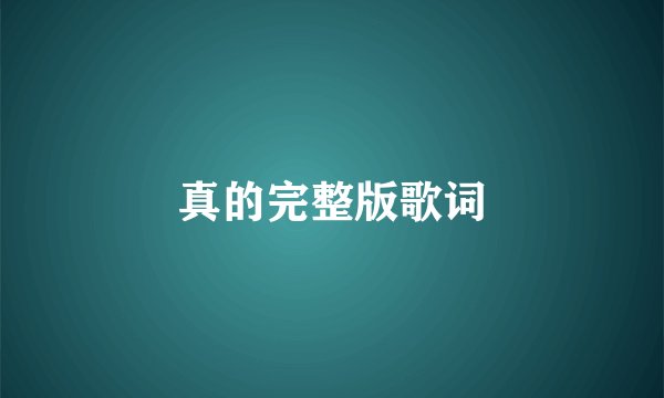 真的完整版歌词