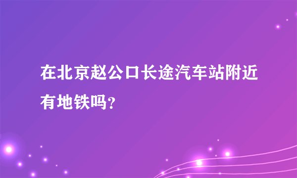在北京赵公口长途汽车站附近有地铁吗？