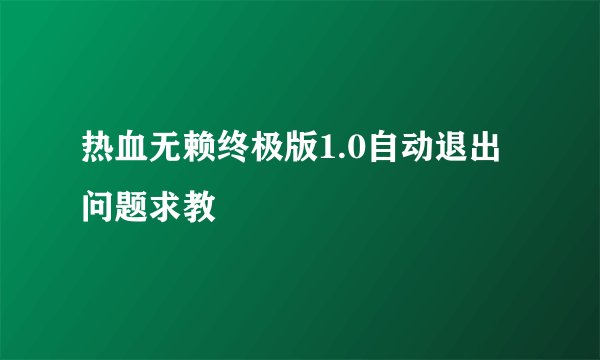 热血无赖终极版1.0自动退出问题求教