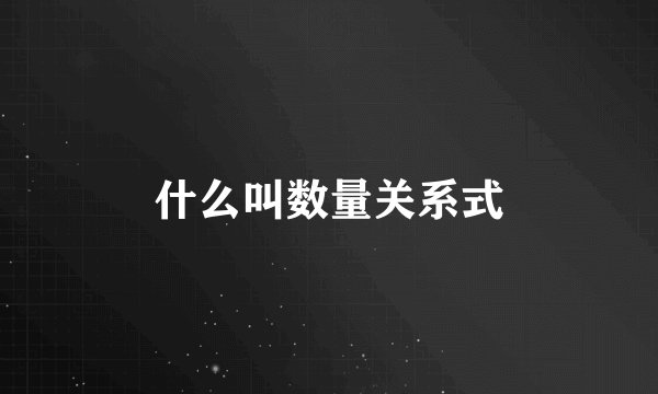 什么叫数量关系式
