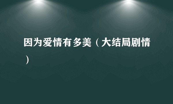 因为爱情有多美(大结局剧情)