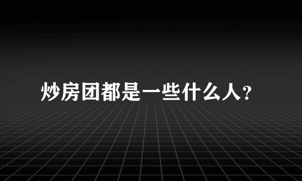 炒房团都是一些什么人？
