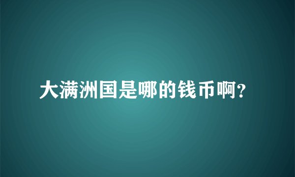 大满洲国是哪的钱币啊？