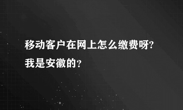 移动客户在网上怎么缴费呀?我是安徽的？
