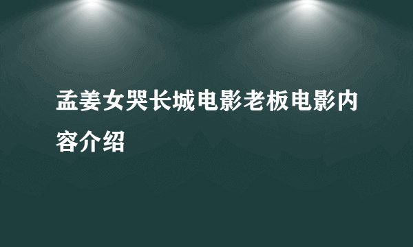 孟姜女哭长城电影老板电影内容介绍