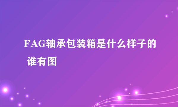 FAG轴承包装箱是什么样子的 谁有图
