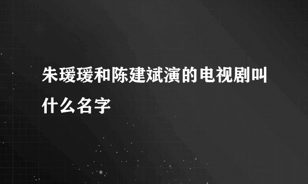 朱瑗瑗和陈建斌演的电视剧叫什么名字