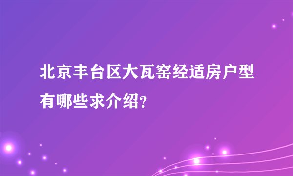 北京丰台区大瓦窑经适房户型有哪些求介绍？