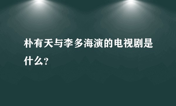 朴有天与李多海演的电视剧是什么？