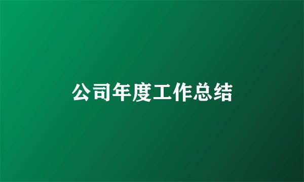 公司年度工作总结