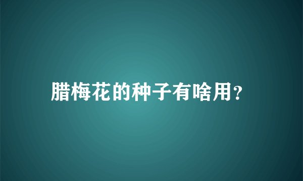 腊梅花的种子有啥用？