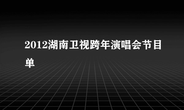 2012湖南卫视跨年演唱会节目单