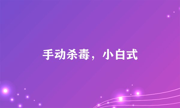手动杀毒，小白式
