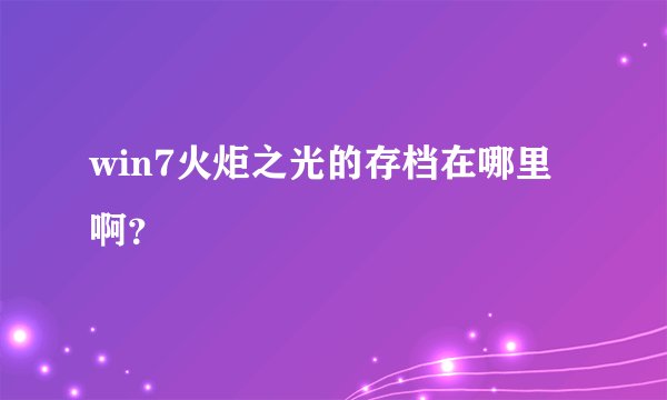 win7火炬之光的存档在哪里啊？