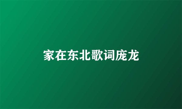 家在东北歌词庞龙