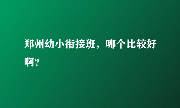 郑州幼小衔接班，哪个比较好啊？