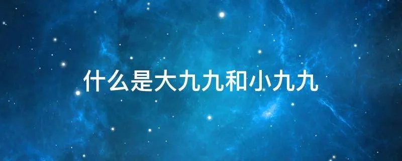 什么是大九九和小九九