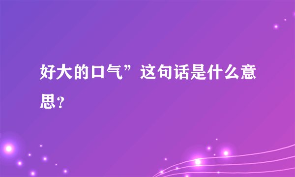 好大的口气”这句话是什么意思？