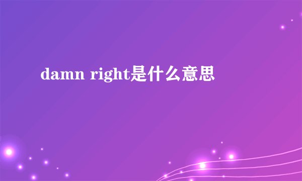 damn right是什么意思