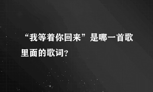 “我等着你回来”是哪一首歌里面的歌词？
