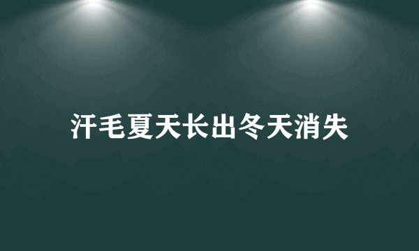 汗毛夏天长出冬天消失