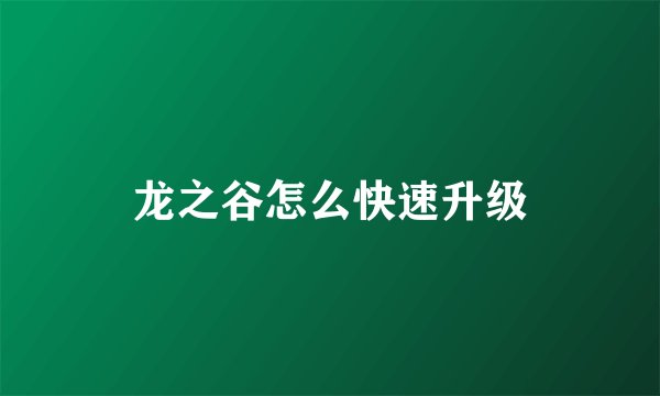 龙之谷怎么快速升级