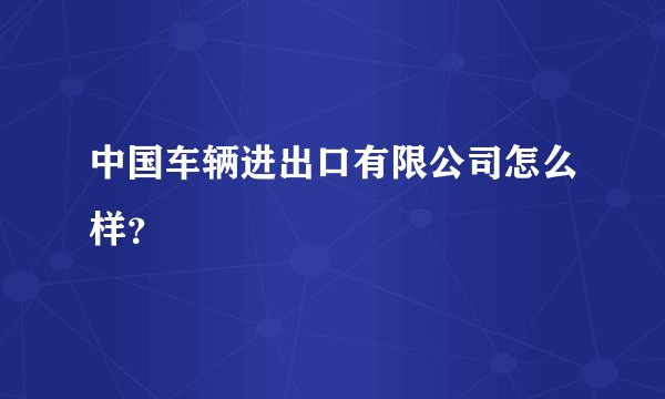 中国车辆进出口有限公司怎么样？