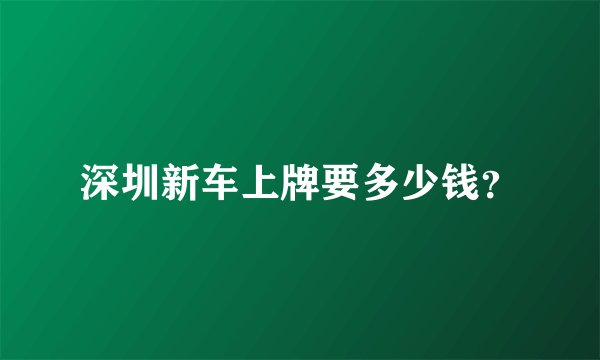 深圳新车上牌要多少钱？