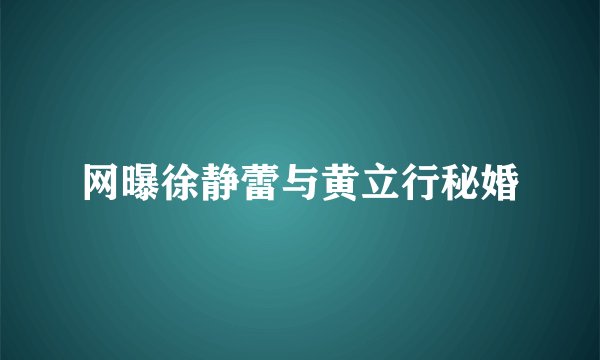 网曝徐静蕾与黄立行秘婚