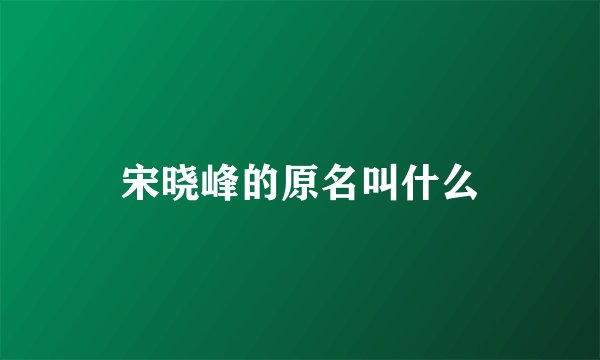 宋晓峰的原名叫什么