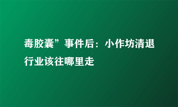 毒胶囊”事件后:小作坊清退行业该往哪里走
